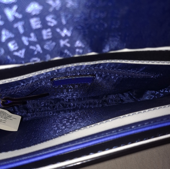 Kate Spade Laurel Way Blue/Pink Striped Saffiano Leather Crossbody/Wallet LNC - Picture 5 of 12